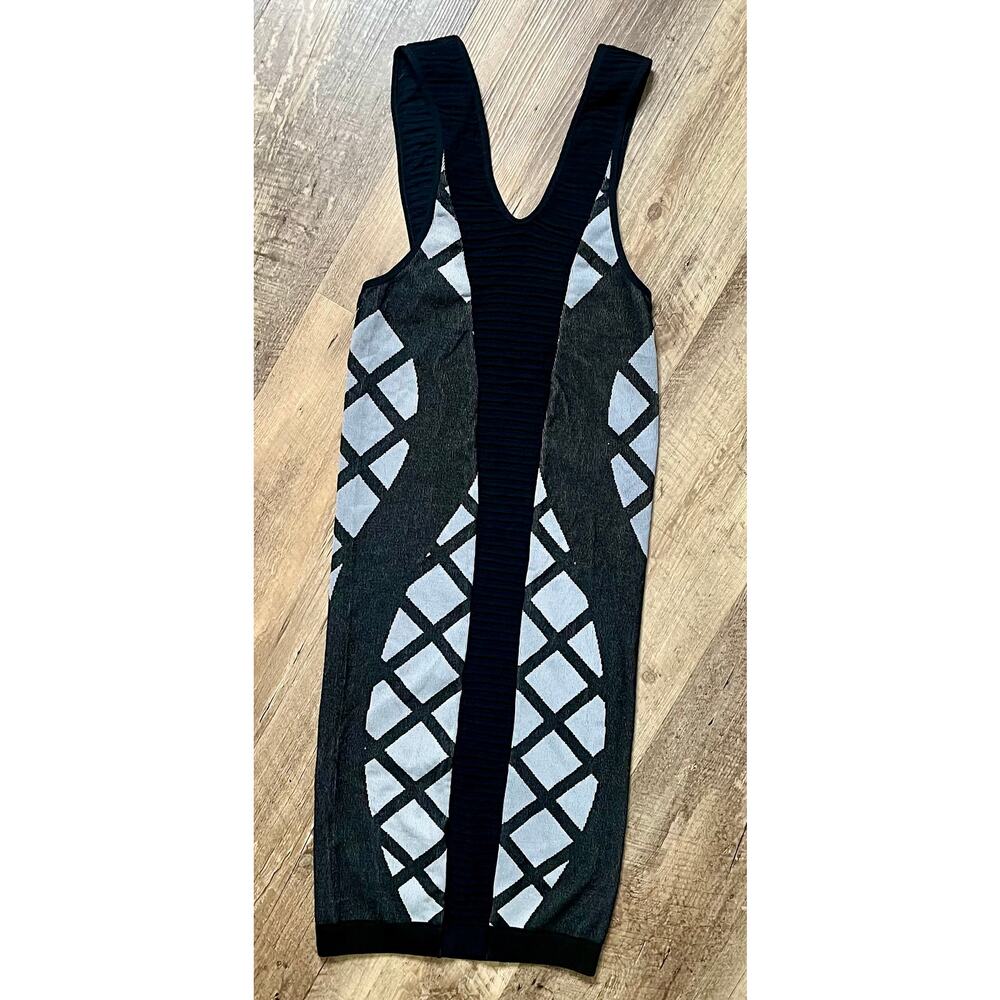 Nux Black & Gray Bodycon Sleeveless Knit Dress Breathable Lightweight Sz Sm NWOT